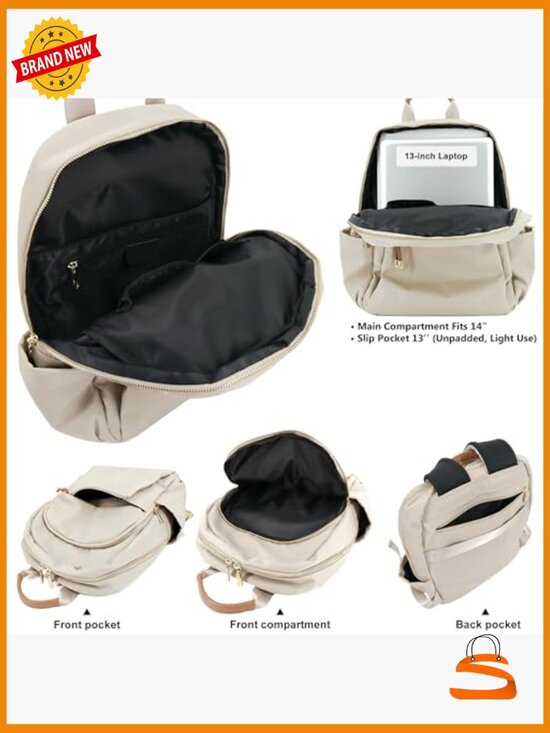 Backpack Purse for Women, Nylon Daypack with Gold Hardware  display picture 2